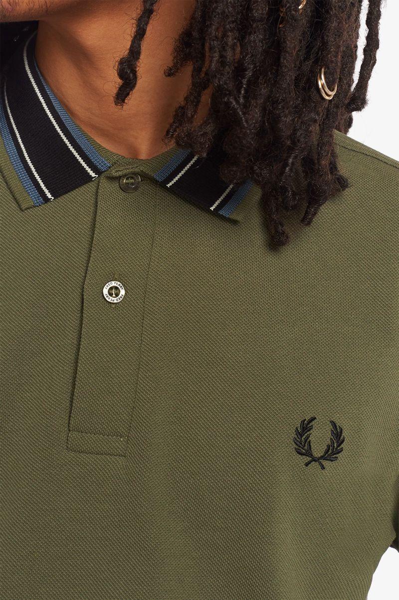 Green Fred Perry Medal Stripe Polo Men's Shirts | PH 1512SGLO